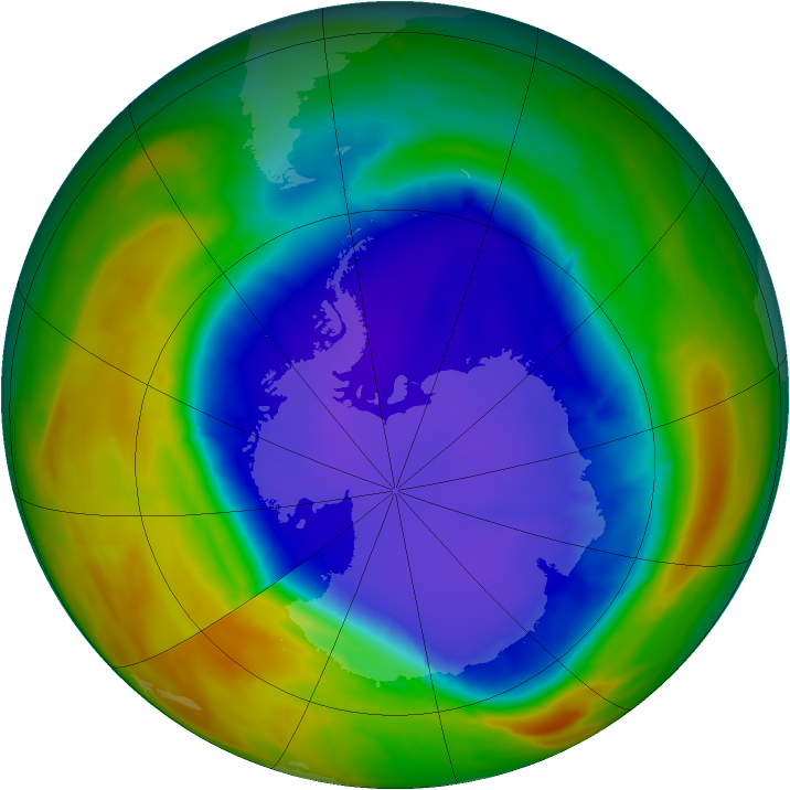 Antarctic ozone map for 20 September 2014